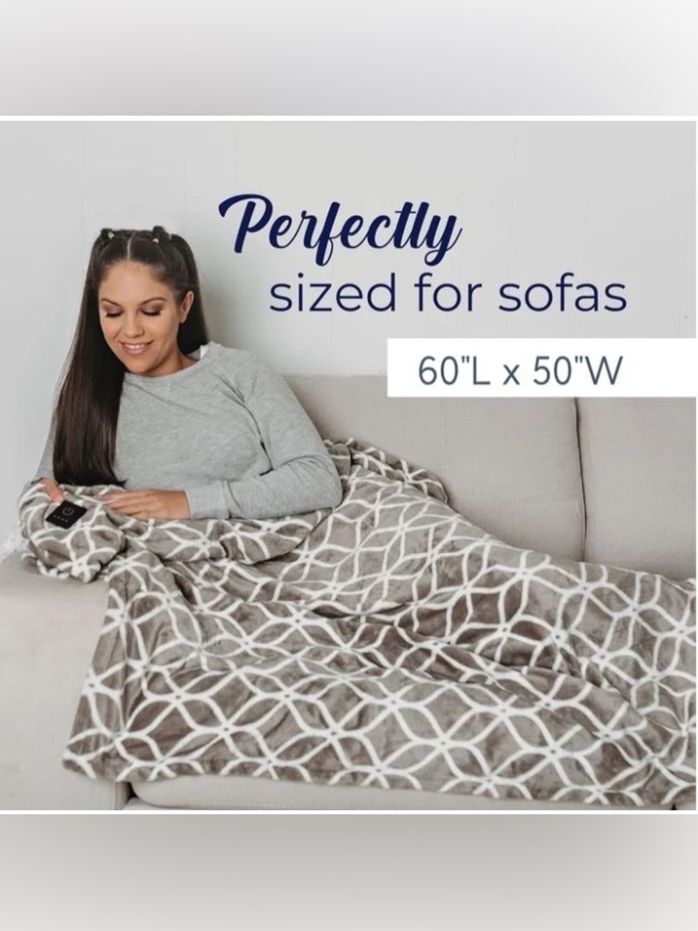 Electric Heated Blanket Throw, Super Cozy Soft 2-Layer Flannel 50" x 60"
